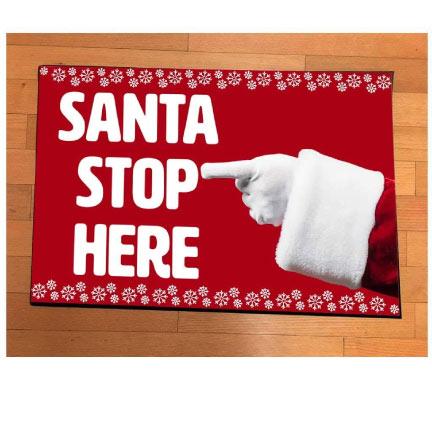 Santa Stop Here Christmas Door Mat
