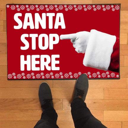 Santa Stop Here Christmas Door Mat