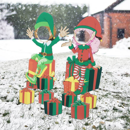 Santas Elves & Presents Photo Props Yard Decoration Set FREE SHIPPING