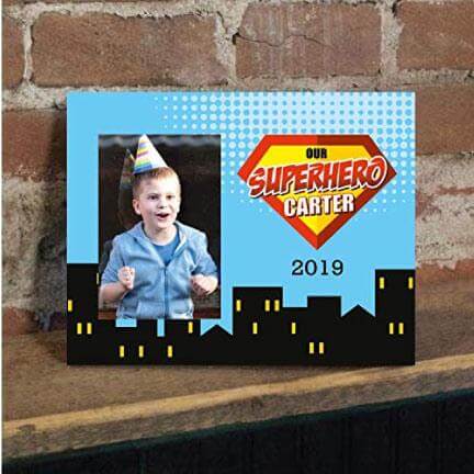 Custom Superhero Birthday Party Picture Frame