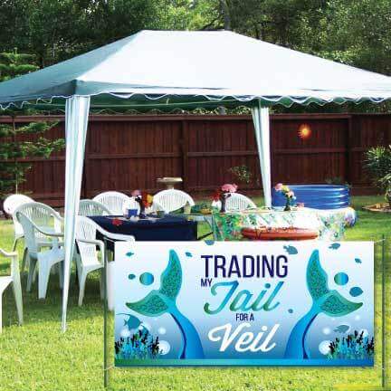 Bachelorette Banner - Trading My Tail For The Veil Waterproof Vinyl Banner