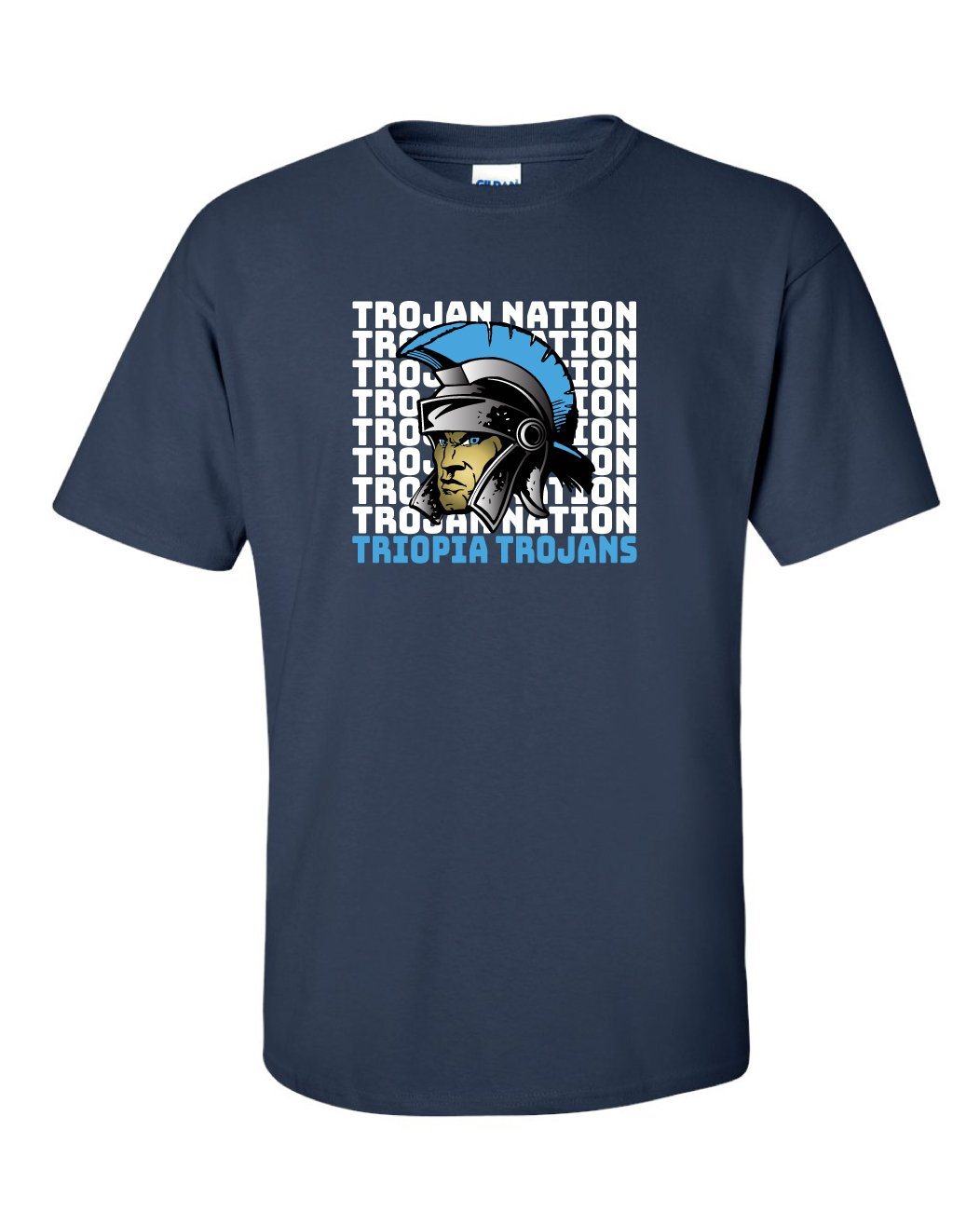 Triopia Trojans - Trojan Nation with Trojan Mascot Tshirt
