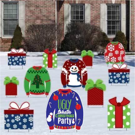 Ugly Sweater Christmas Party Yard Decoration Yard Cards
