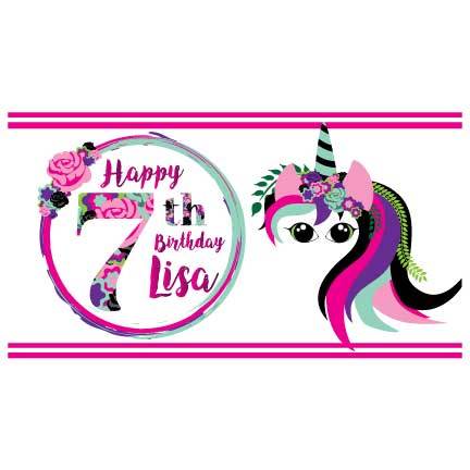 Custom Happy Birthday Banner - Unicorn Waterproof Vinyl Birthday Banner