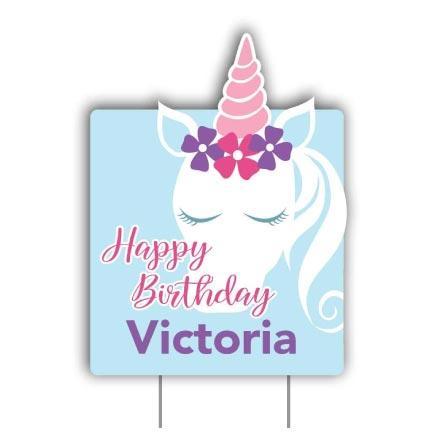 Custom Unicorn Birthday Party Yard Sign - FREE SHIPPING