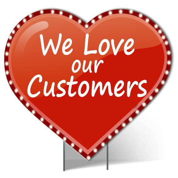 Giant We Love Our Customers Lighted Heart Yard Sign
