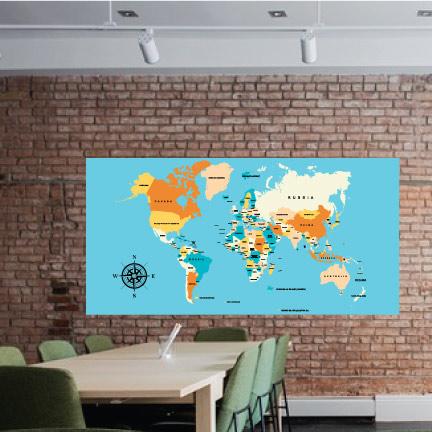World Map 4'x8' Foldable Corrugated Plastic Sign FREE SHIPPING