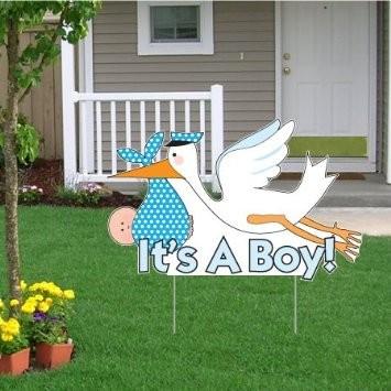 It's a Boy Birth Announcement Kit - Stork Yard Sign, Baby on Board and Baby Sleeping Signs