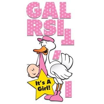 It's A Girl Yard Card - Extra Large (5ft) Stork (back easel) - Birth Announcement Yard Display - FREE SHIPPING
