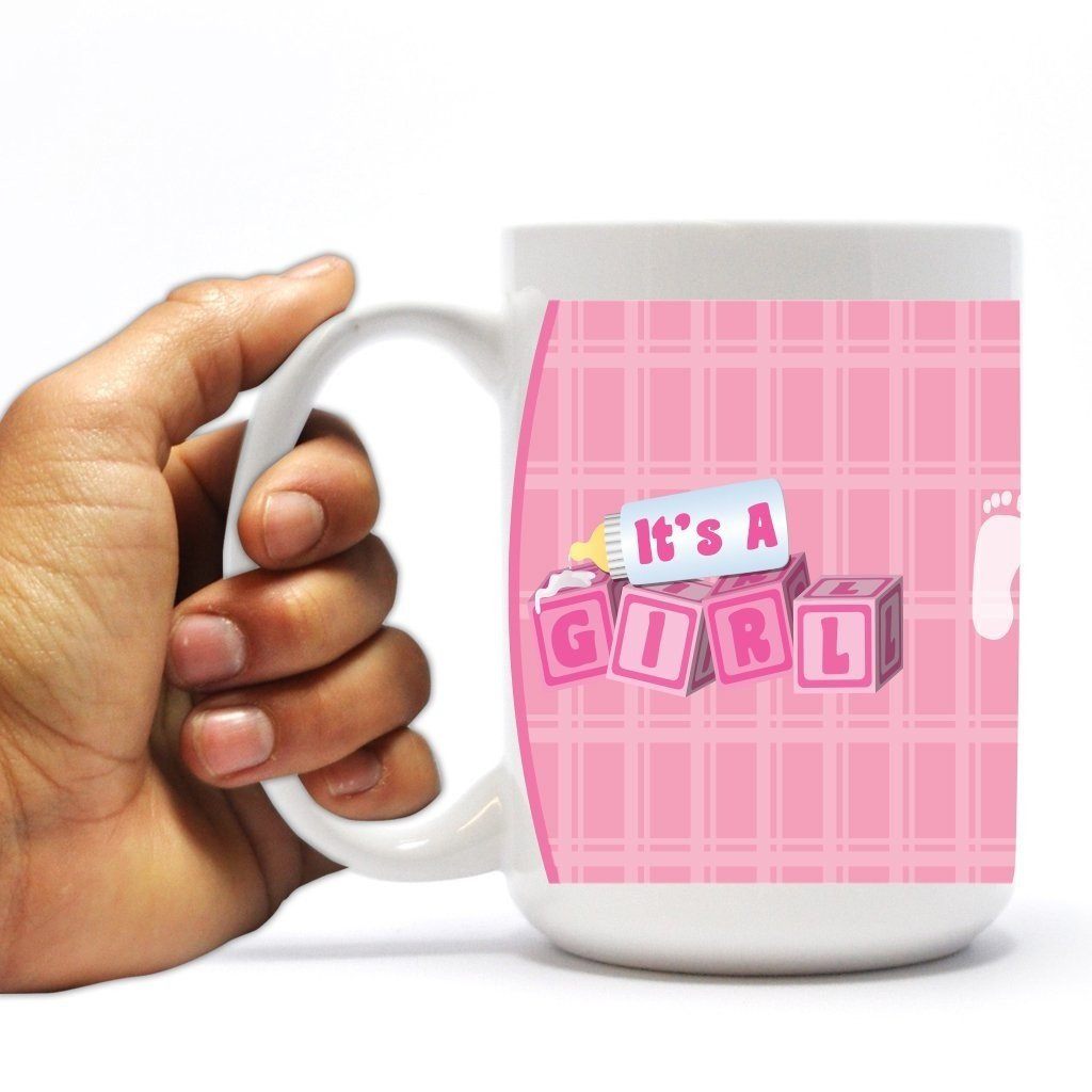 New Baby Coffee Mug - It's a Girl - Baby Blocks - 15 Oz