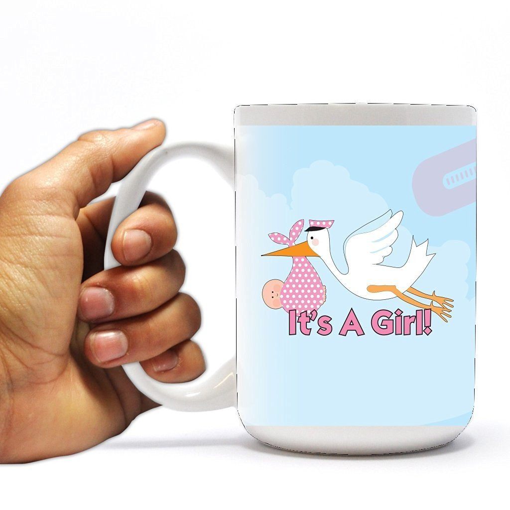 New Baby Coffee Mug - It's a Girl - Stork - 15 Oz