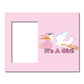 New Baby Girl Picture Frame #4 - It's a Girl! Pink Stork - Holds 4"x6"