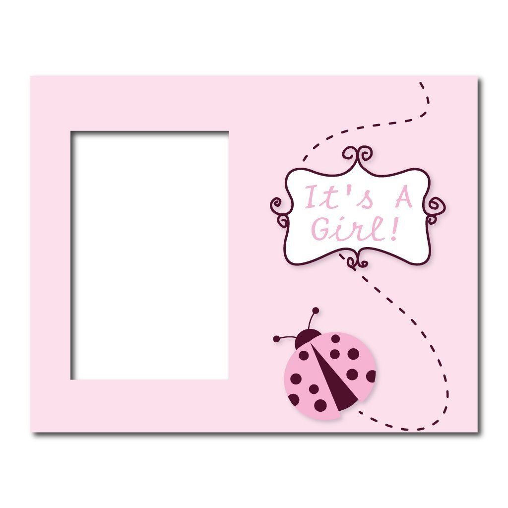 New Baby Girl Picture Frame #2 - It's a Girl! Pink Ladybug - Holds