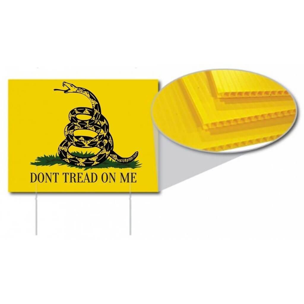 Don't Tread On Me 18"x24" Yellow Corrugated Plastic Yard Sign- Set of 2 - FREE SHIPPING