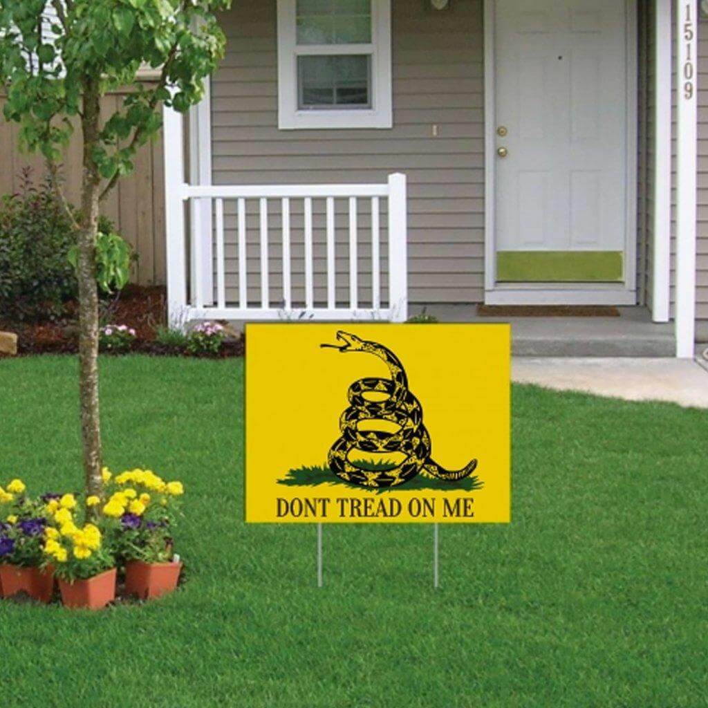 Don't Tread On Me 18"x24" Yellow Corrugated Plastic Yard Sign- Set of 2 - FREE SHIPPING