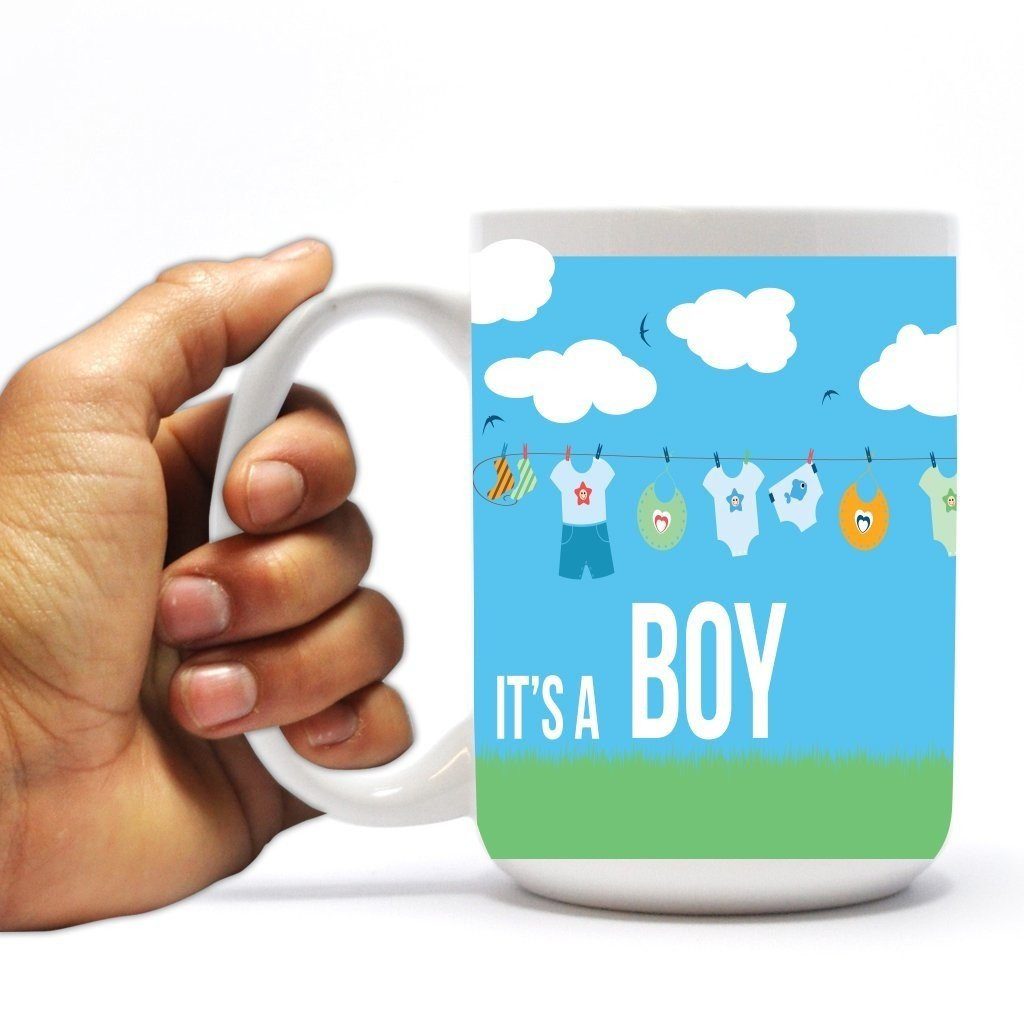 New Baby Coffee Mug - It's a Boy - Baby Clothes - 15 Oz