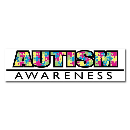 Autism Awareness Bright Puzzle Bumper Magnet 3 x 11.5 - FREE SHIPPING