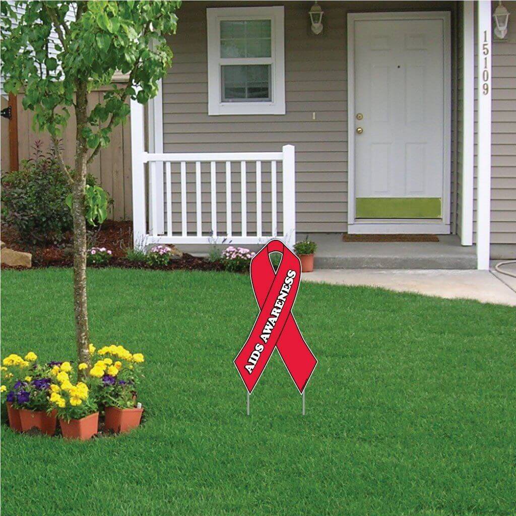 AIDS Awareness Ribbon Yard Sign - FREE SHIPPING
