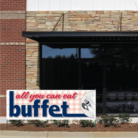 All You Can Eat Buffet Vinyl Banner with Grommets