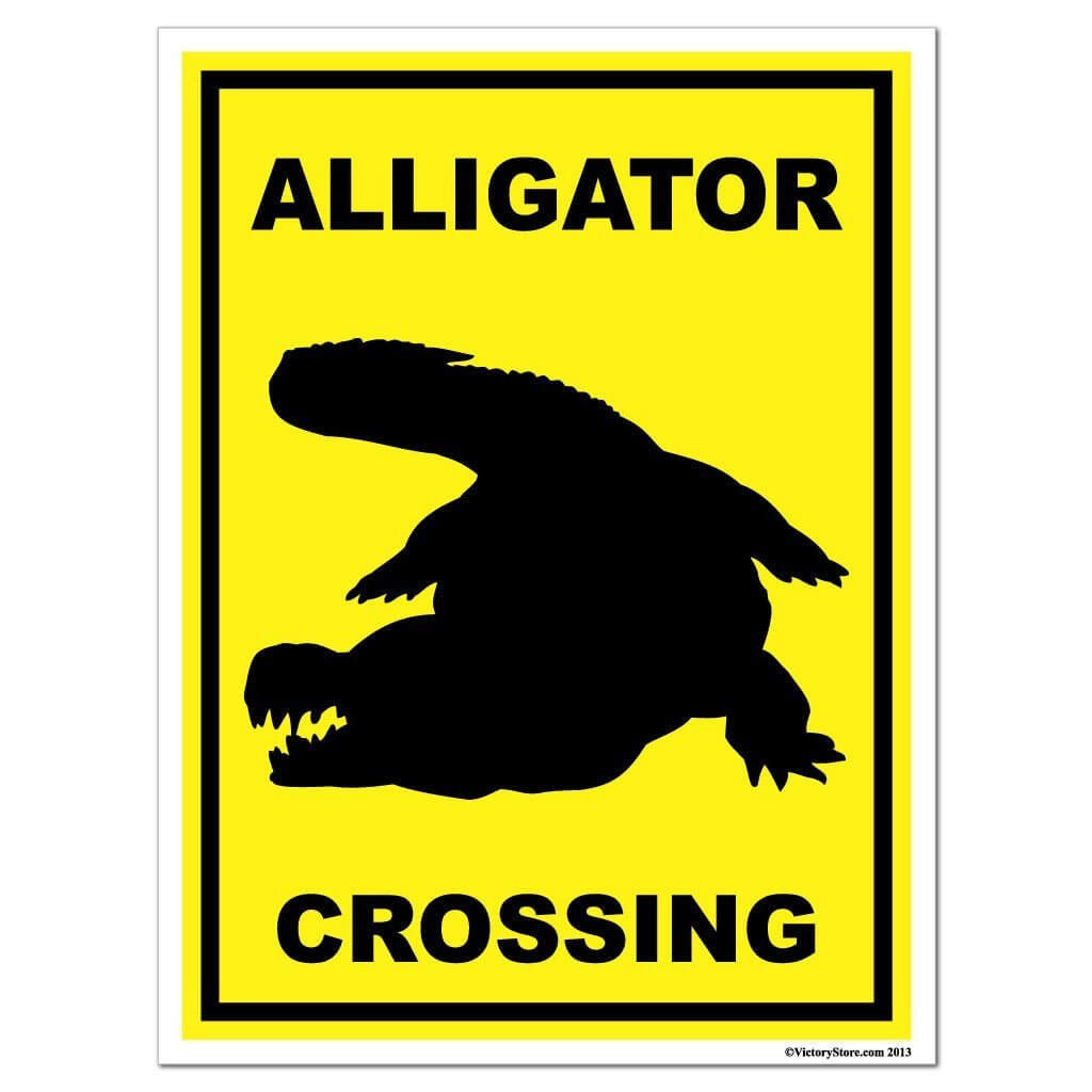 Alligator Crossing Sign or Sticker