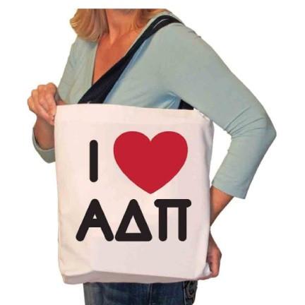 I Love Alpha Delta Pi Canvas Tote Bag