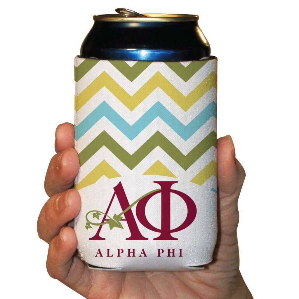 Alpha Phi Can Cooler Set of 6 - Chevron Stripes - FREE SHIPPING