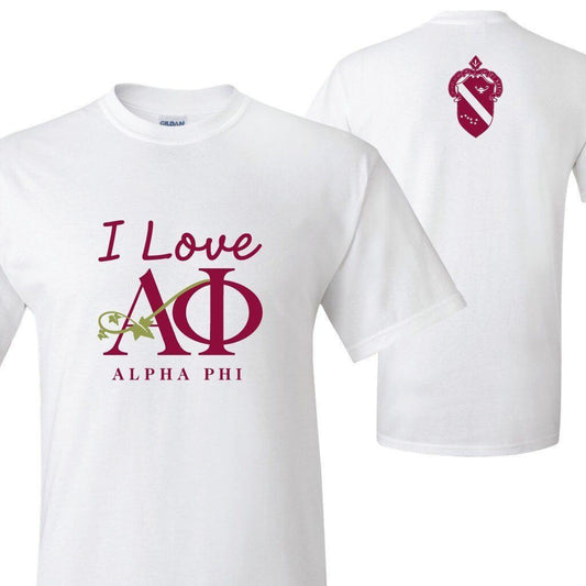 Alpha Phi - I Love Alpha Phi - Standard T-Shirt - FREE SHIPPING