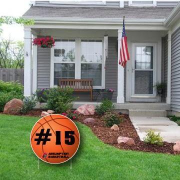 Custom Assumption Knights Number Basketball Round Yard Sign with 2 EZ Stakes