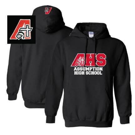 Assumption Knights Embroidered Hood with front Imprint Hooded Sweatshirt