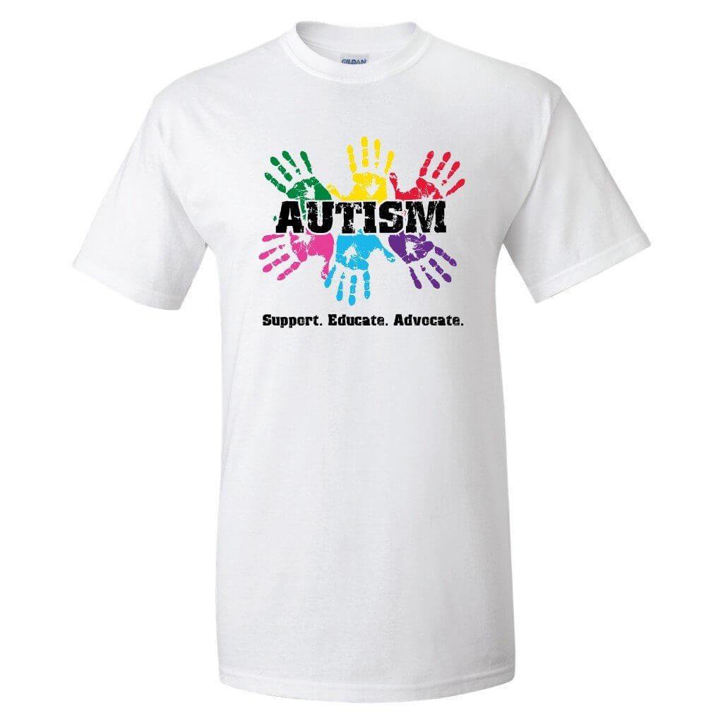 Autism Awareness Shirt 'Support, Educate, Advocate' Safety Green,