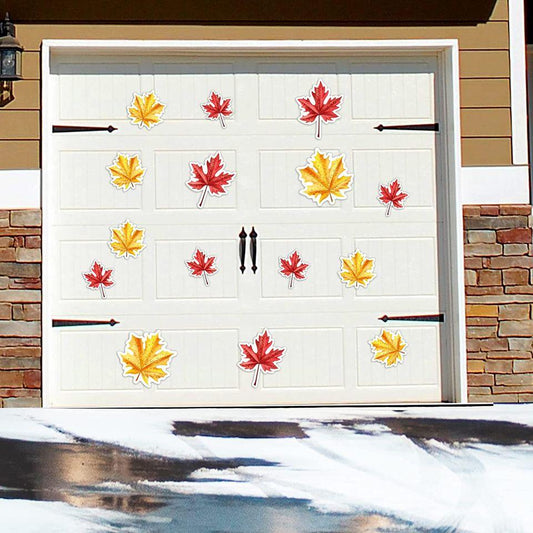 VictoryStore Snowflake Garage Door Magnets - 12pc Red & Gold Sparkle Winter Decor Set (19640)