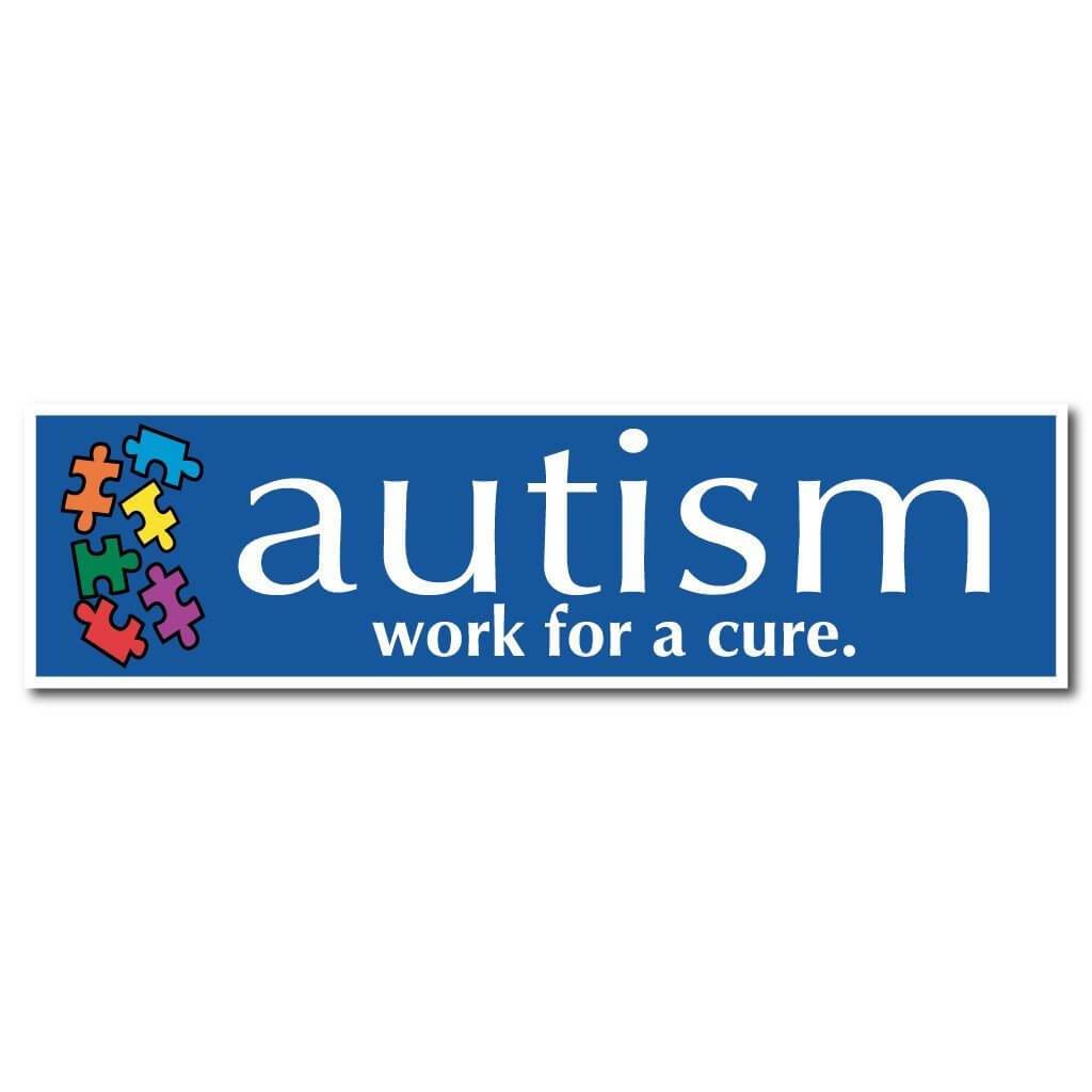 Autism Work for a Cure Bumper Magnet 3 x 11.5 - FREE SHIPPING
