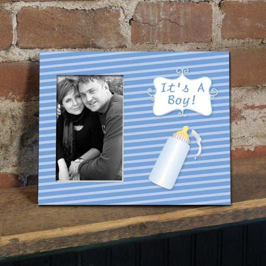 It's a Boy Baby bottle Decorative Picture Frame - Holds 4x6 Photo