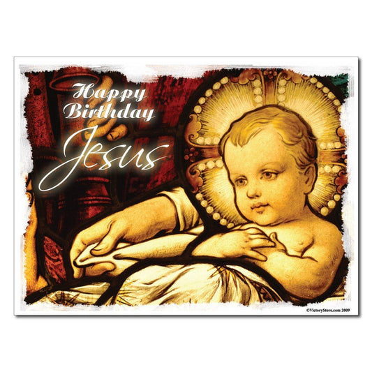 Happy Birthday Jesus (Stained Glass Window) Christmas Yard Sign - FREE SHIPPING