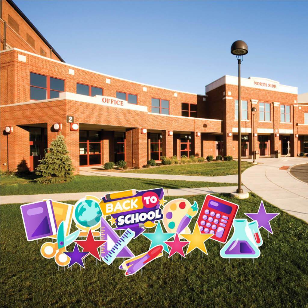 Back to School Yard Card Set with School Supplies