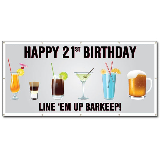 Happy 21st Birthday 2'x4' Vinyl Banner