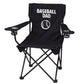 Baseball Dad Black Folding Camping Chair with Carry Bag