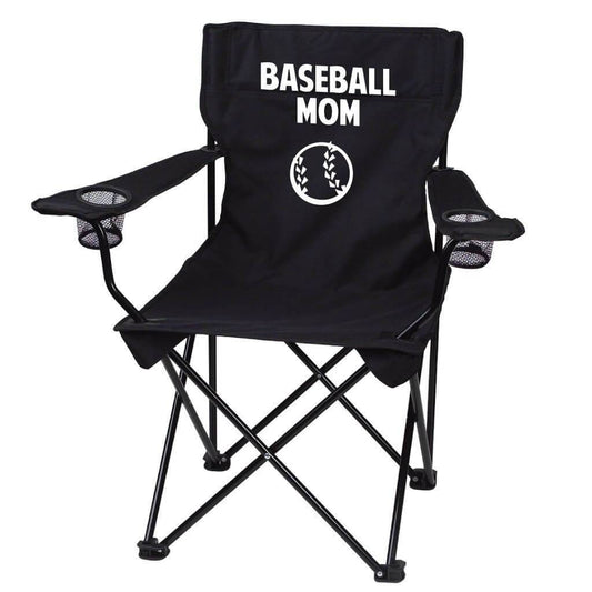 Baseball Mom Black Folding Camping Chair with Carry Bag