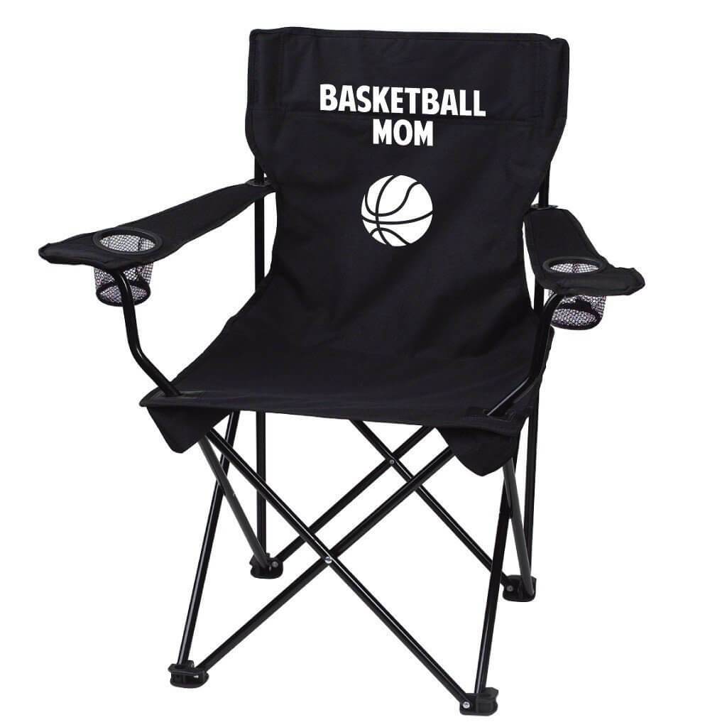 Basketball Mom Black Folding Camping Chair with Carry Bag