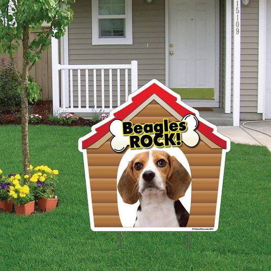Beagles Rock! Dog Breed Yard Sign - Plastic Shaped Yard Sign - FREE SHIPPING