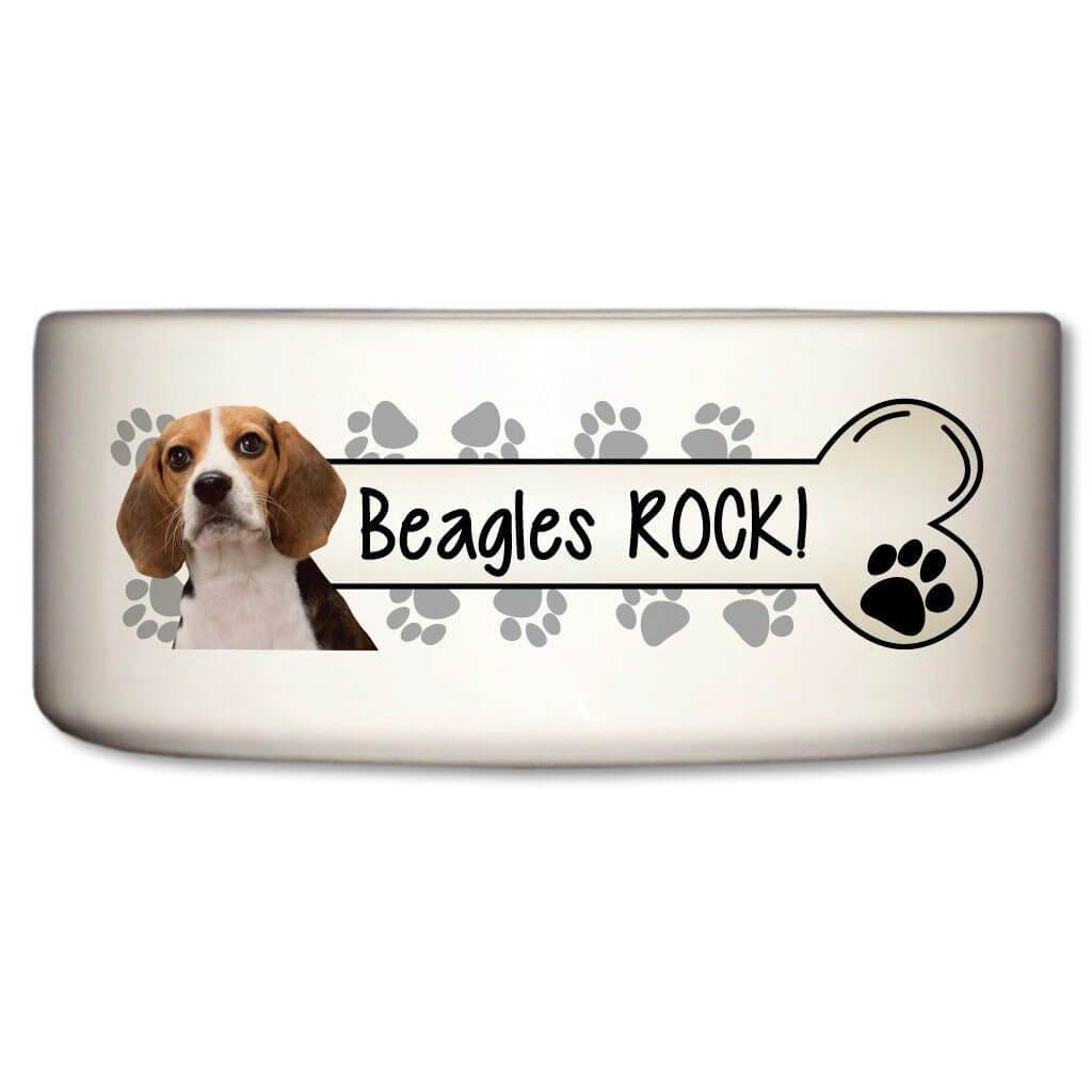 Beagles Rock Ceramic Dog Bowl