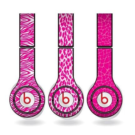 Pink Animal Print Set of 3 Headphone Skins for Beats Solo HD - FREE SHIPPING