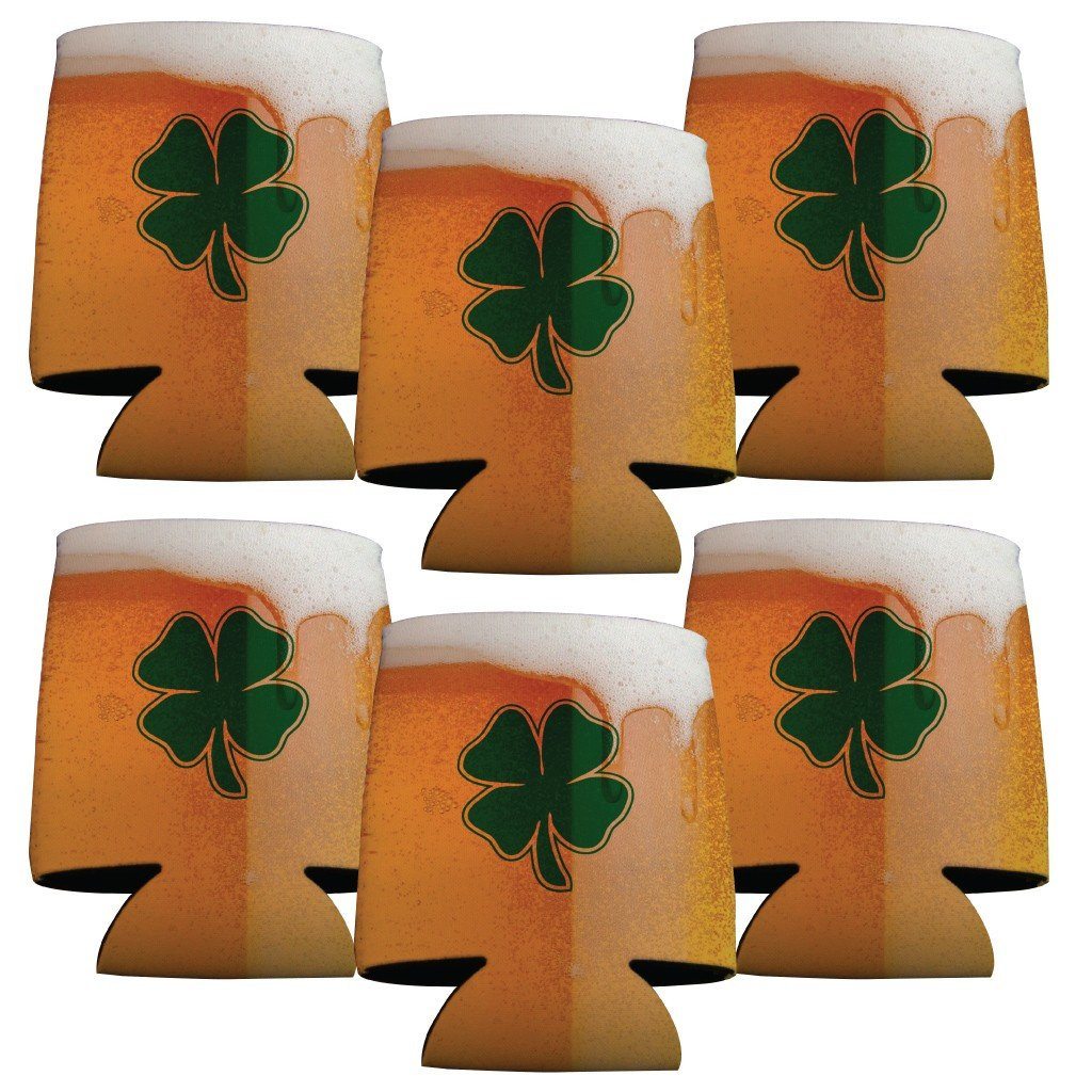 St. Patrick's Day Can Coolers - Set of 12 - Beer of Mug with Clover - FREE SHIPPING