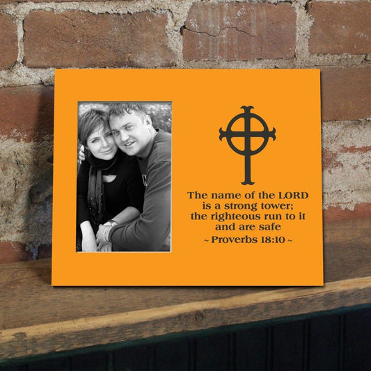 Proverbs 18:10 Decorative Picture Frame - Holds 4x6 Photo