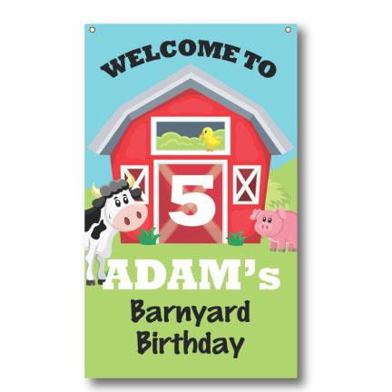Custom Barnyard Happy Birthday Banner