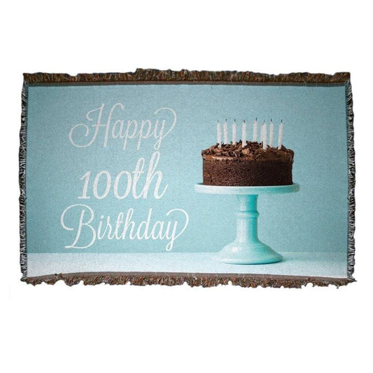 100th Birthday Woven Blanket - Happy 100th Birthday
