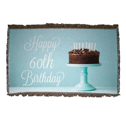 60th Birthday Woven Blanket - Happy 60th Birthday