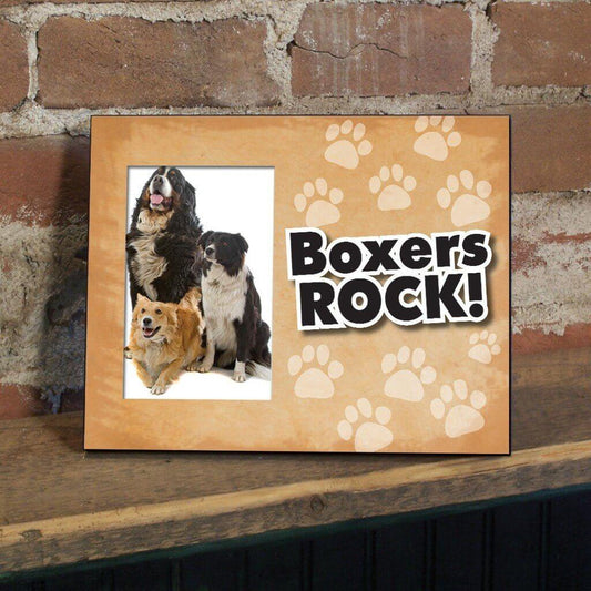 Boxers Rock Dog Picture Frame - Holds 4x6 picture