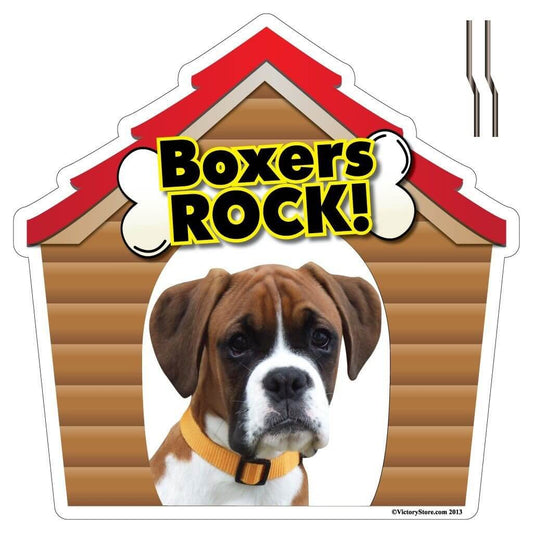 Boxers Rock! Dog Breed Yard Sign - Plastic Shaped Yard Sign - FREE SHIPPING