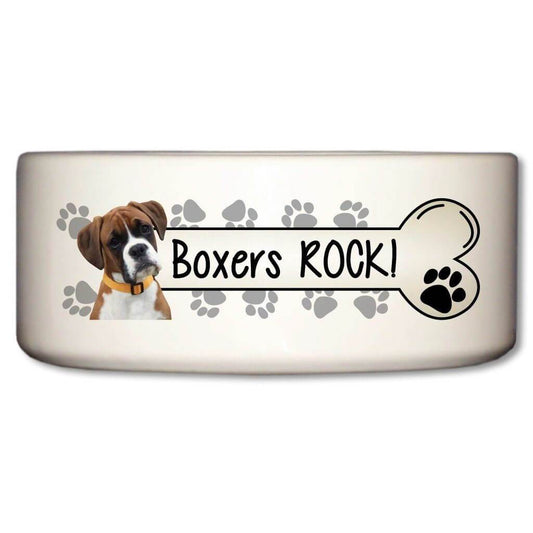 Boxers Rock Ceramic Dog Bowl